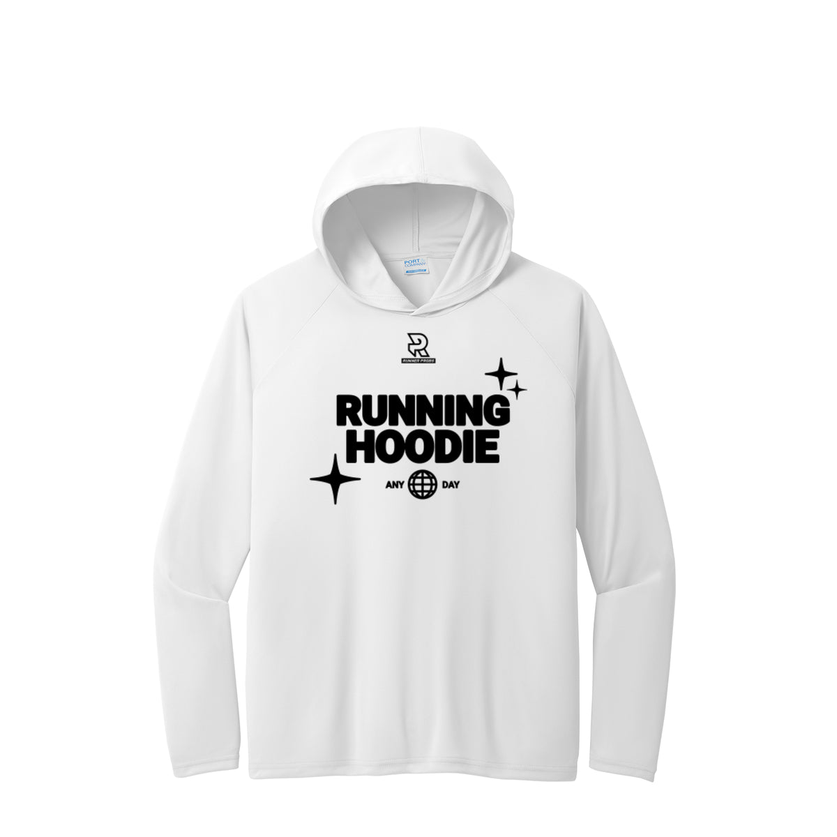 RUNNING HOODIE (Black) - Long Sleeve Hooded Performance Tee