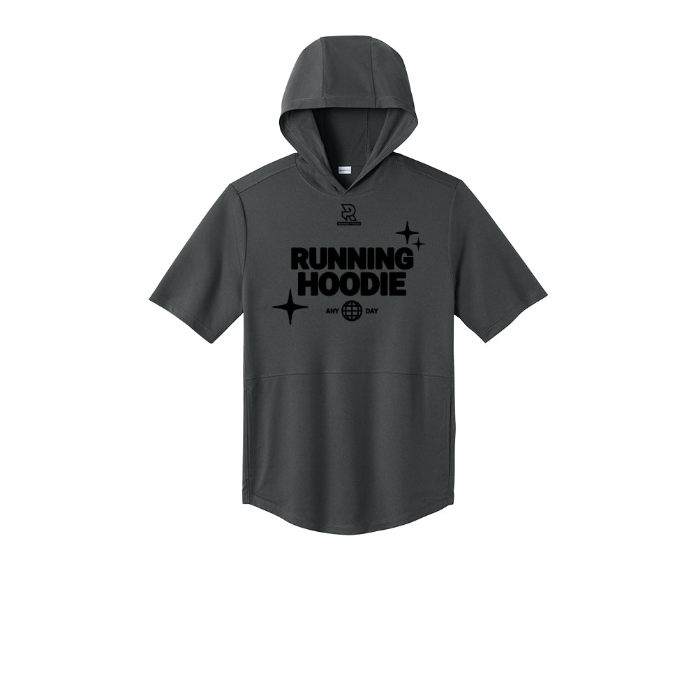 RUNNING HOODIE (Black) - Short Sleeve Performance Hoodie