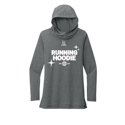 RUNNING HOODIE (White) - Womens Tri-Blend Long Sleeve Hoodie