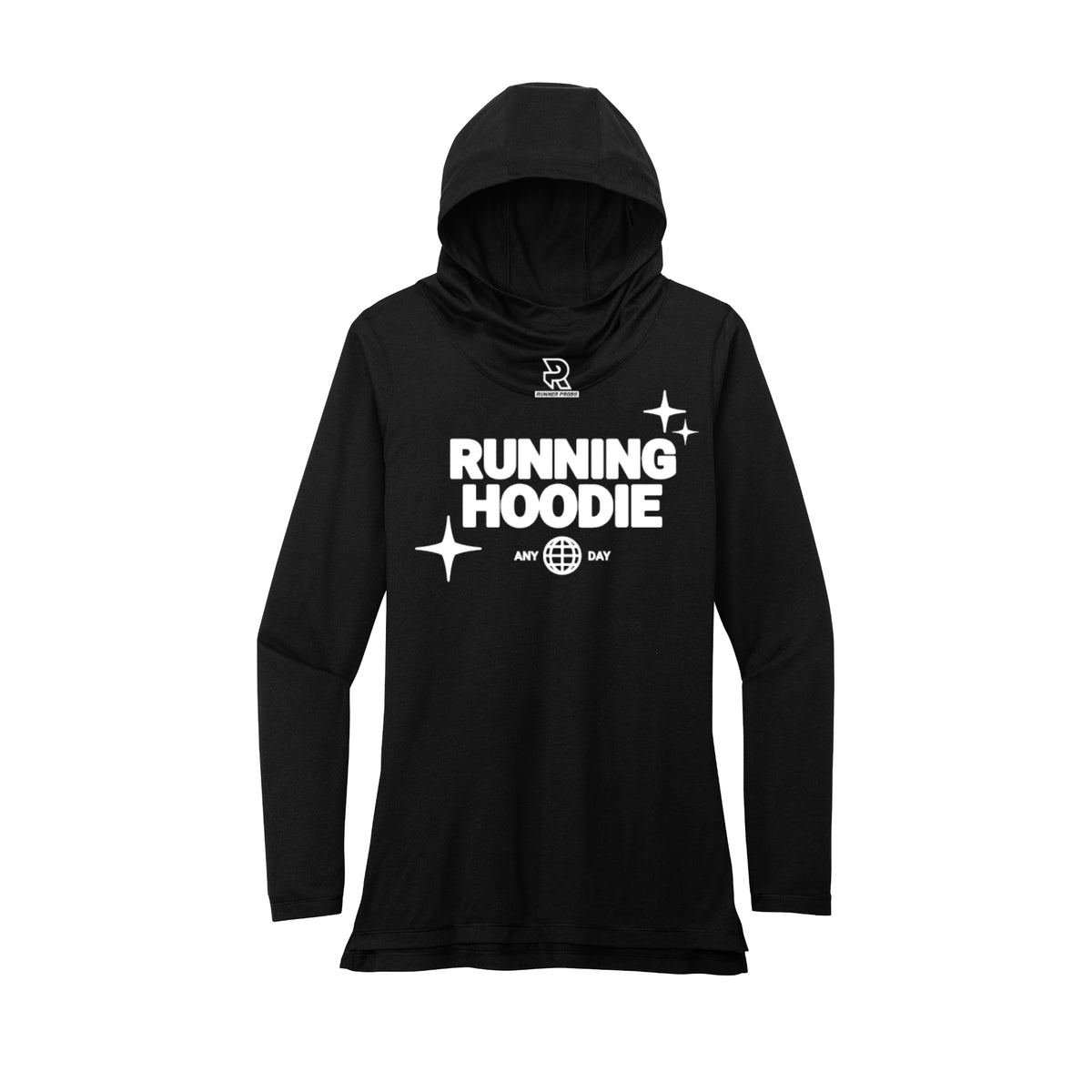 RUNNING HOODIE (White) - Womens Tri-Blend Long Sleeve Hoodie