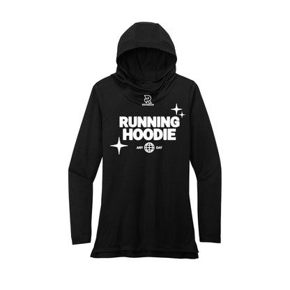 RUNNING HOODIE (White) - Womens Tri-Blend Long Sleeve Hoodie