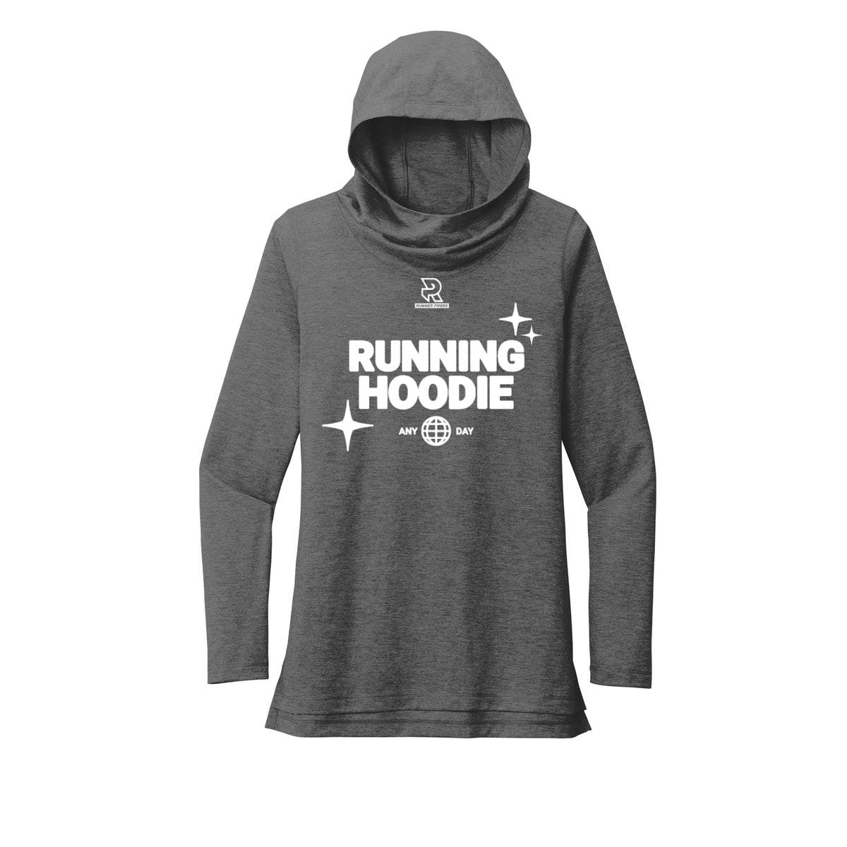 RUNNING HOODIE (White) - Womens Tri-Blend Long Sleeve Hoodie