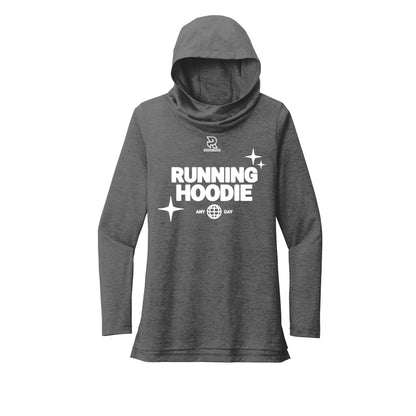 RUNNING HOODIE (White) - Womens Tri-Blend Long Sleeve Hoodie
