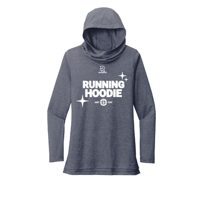 RUNNING HOODIE (White) - Womens Tri-Blend Long Sleeve Hoodie