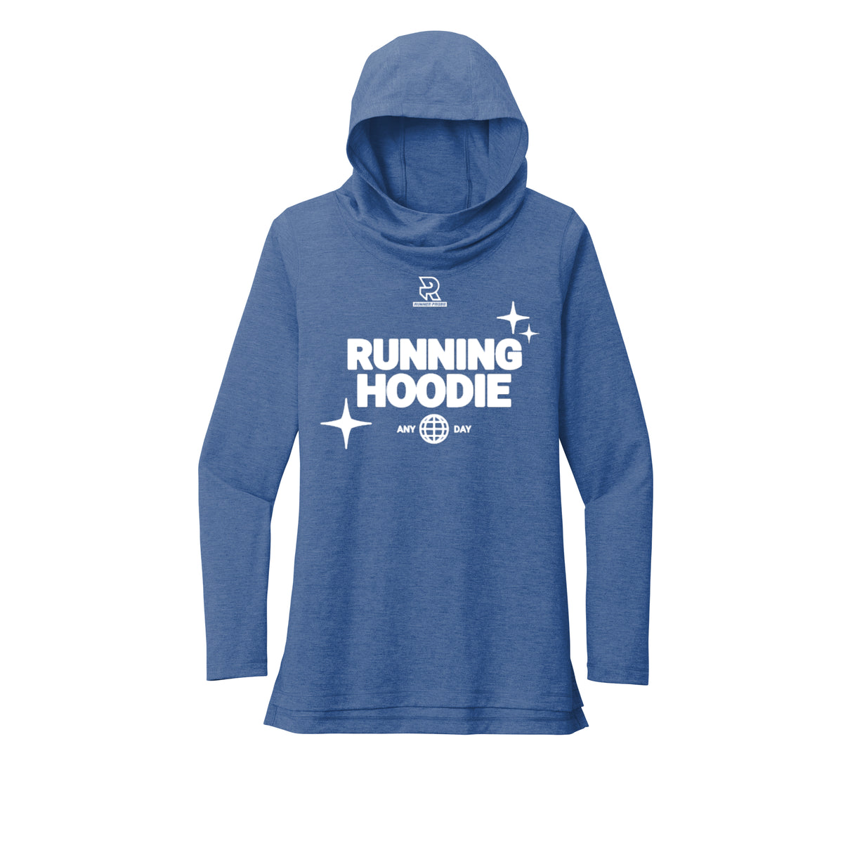 RUNNING HOODIE (White) - Womens Tri-Blend Long Sleeve Hoodie
