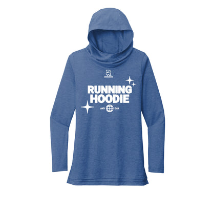 RUNNING HOODIE (White) - Womens Tri-Blend Long Sleeve Hoodie