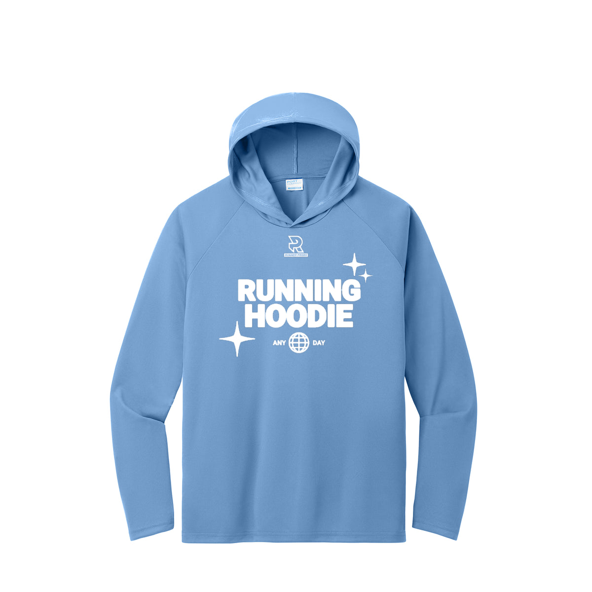 RUNNING HOODIE (White) - Long Sleeve Hooded Performance Tee