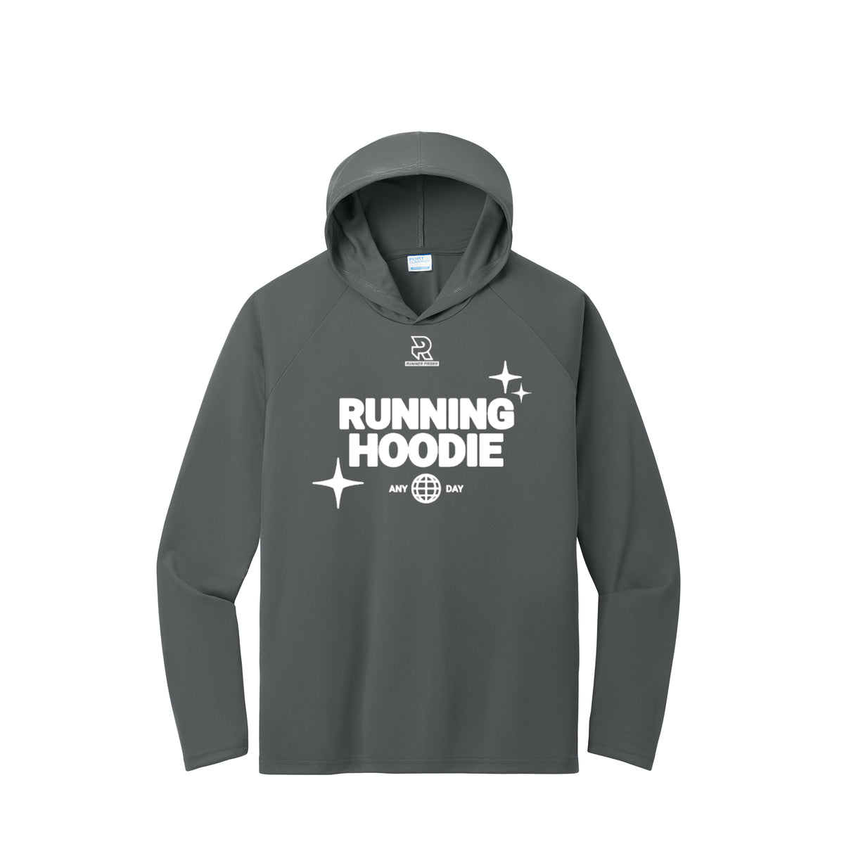 RUNNING HOODIE (White) - Long Sleeve Hooded Performance Tee