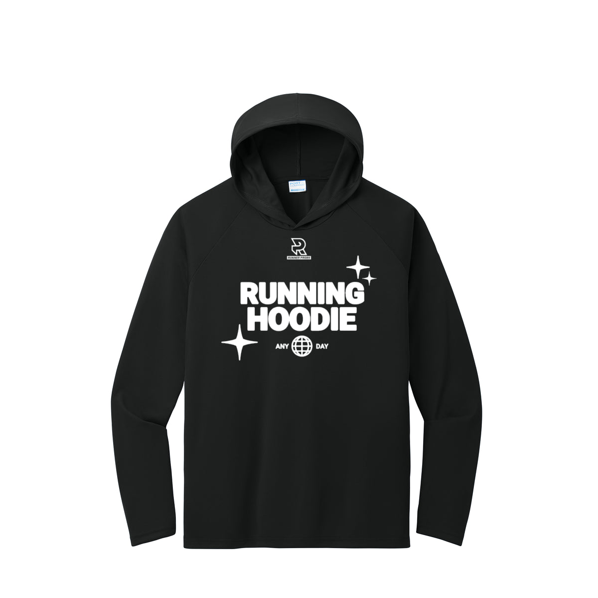 RUNNING HOODIE (White) - Long Sleeve Hooded Performance Tee