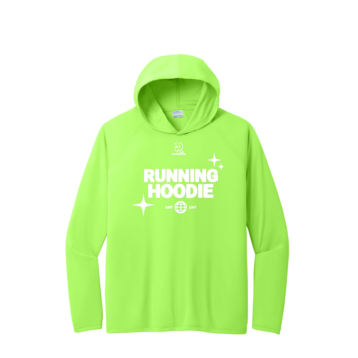 RUNNING HOODIE (White) - Long Sleeve Hooded Performance Tee