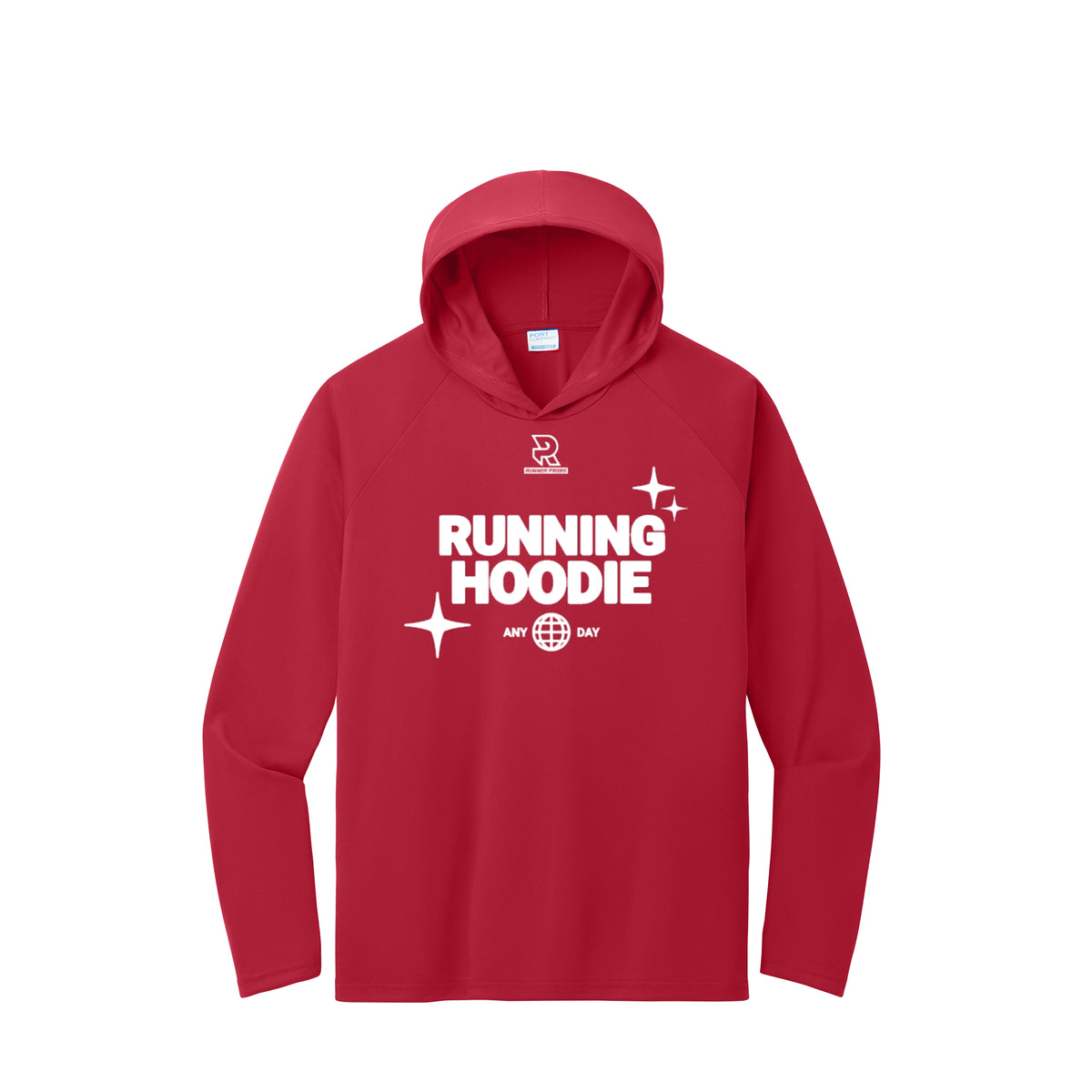RUNNING HOODIE (White) - Long Sleeve Hooded Performance Tee