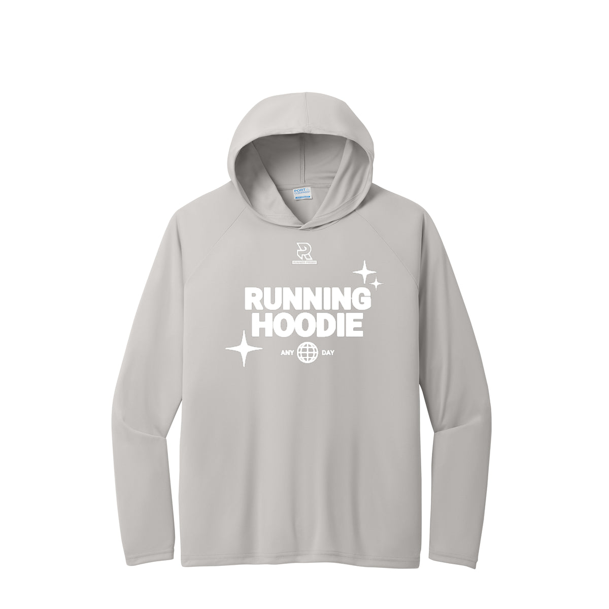 RUNNING HOODIE (White) - Long Sleeve Hooded Performance Tee