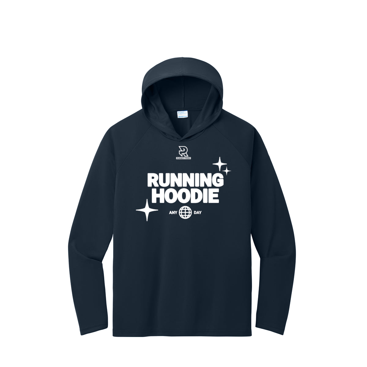 RUNNING HOODIE (White) - Long Sleeve Hooded Performance Tee