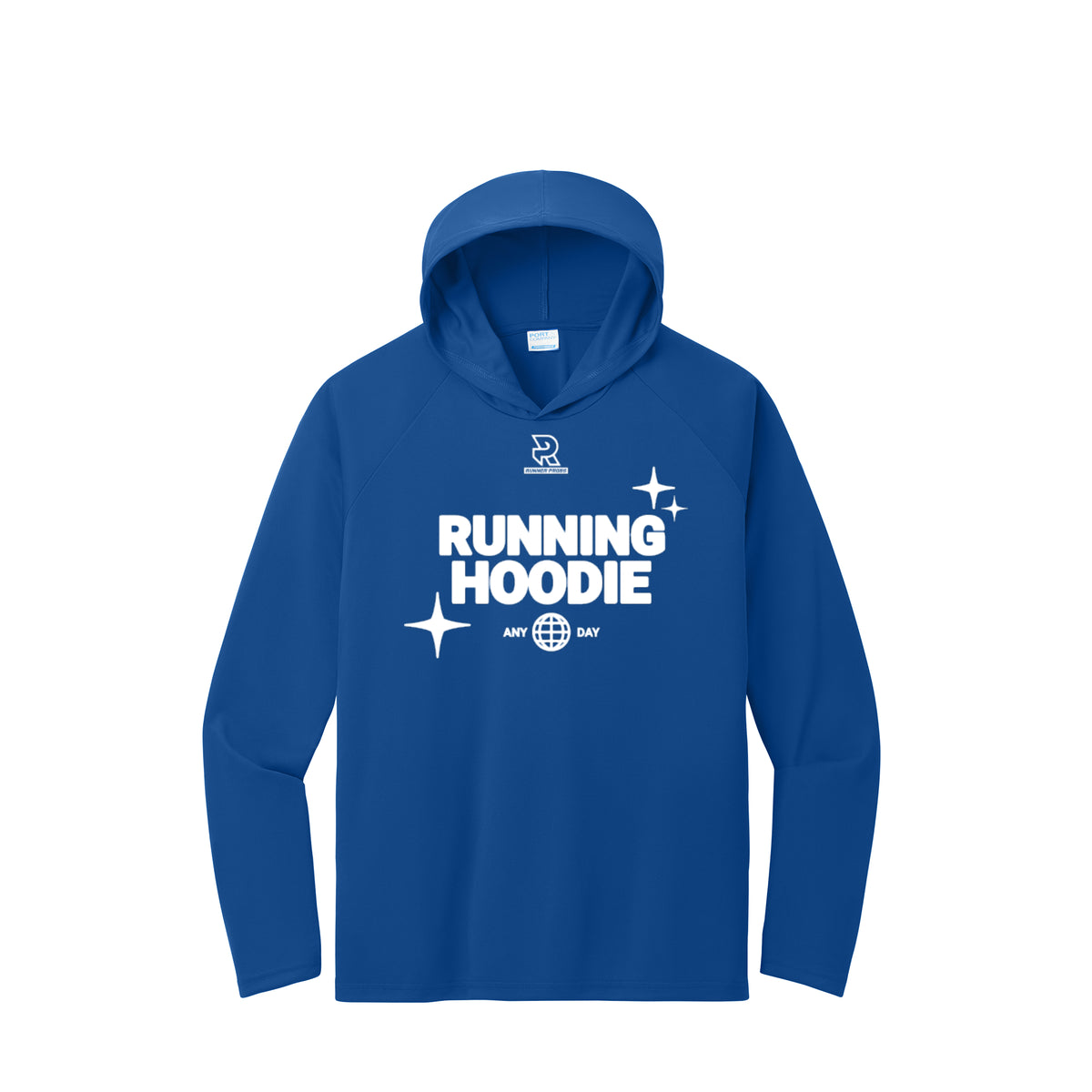 RUNNING HOODIE (White) - Long Sleeve Hooded Performance Tee