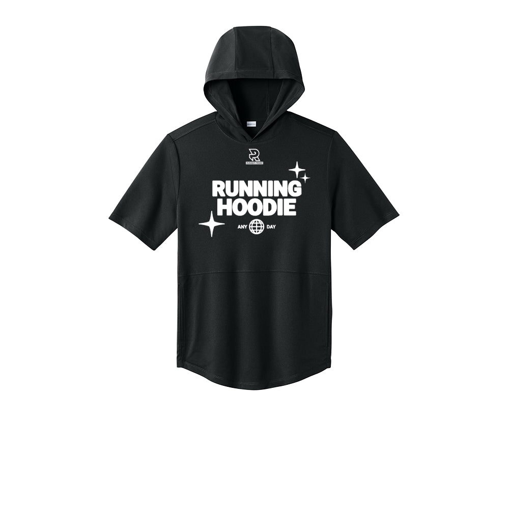 RUNNING HOODIE (White) - Short Sleeve Performance Hoodie