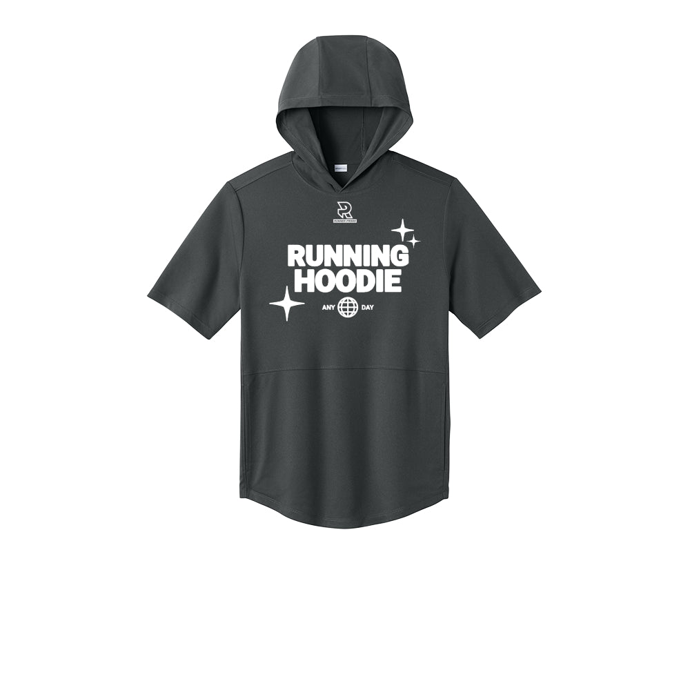 RUNNING HOODIE (White) - Short Sleeve Performance Hoodie