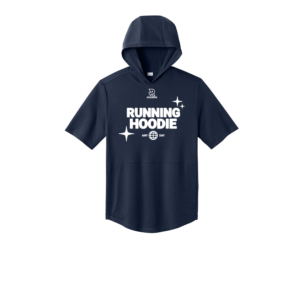 RUNNING HOODIE (White) - Short Sleeve Performance Hoodie