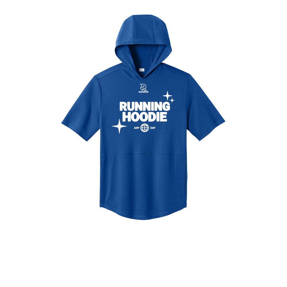 RUNNING HOODIE (White) - Short Sleeve Performance Hoodie