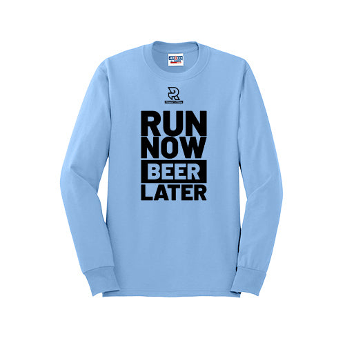 RUN NOW BEER LATER (Black) - Long Sleeve 50/50 Tee