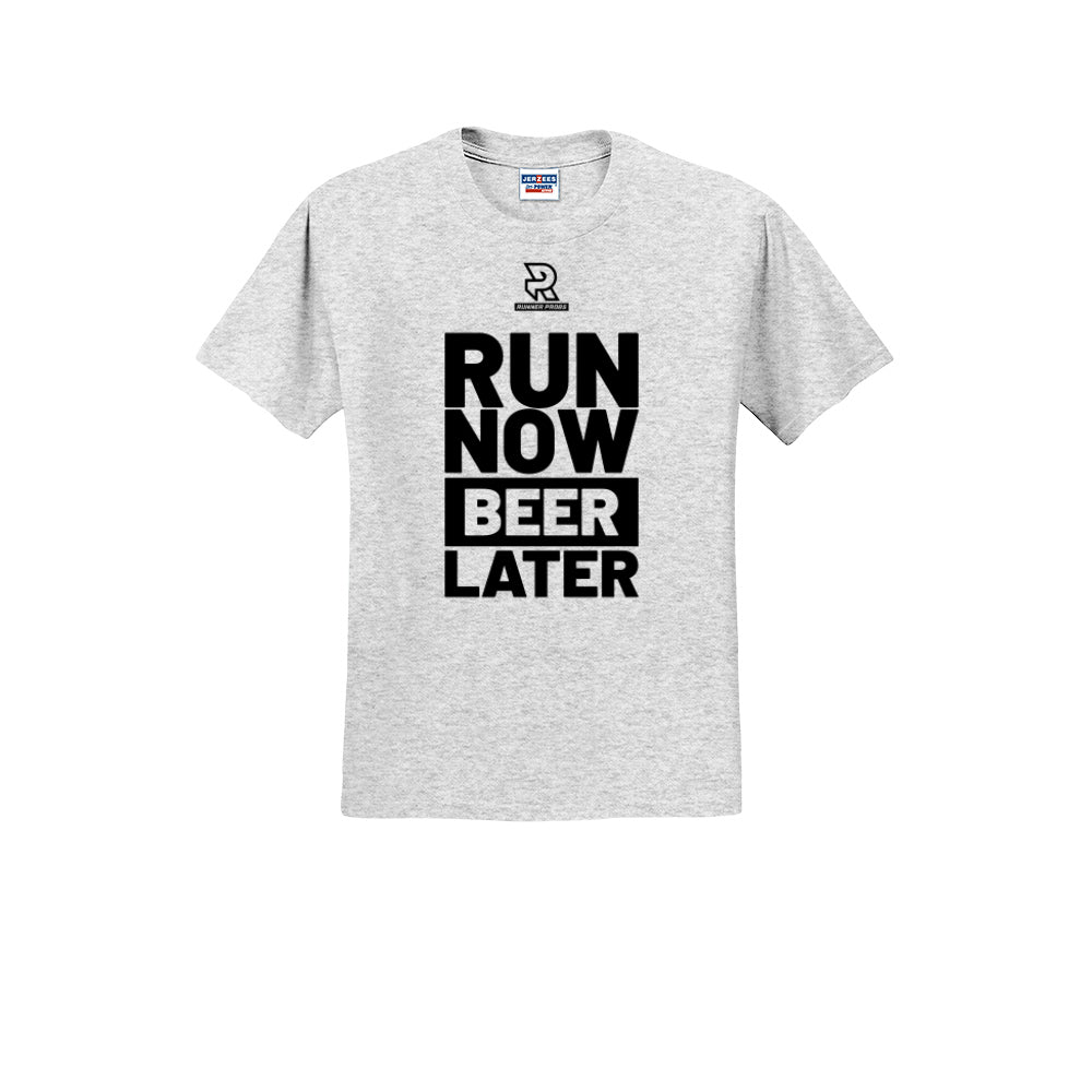 RUN NOW BEER LATER (Black) - Short Sleeve 50/50 Tee