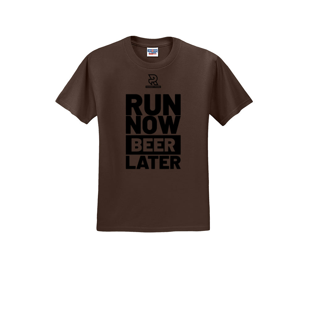 RUN NOW BEER LATER (Black) - Short Sleeve 50/50 Tee