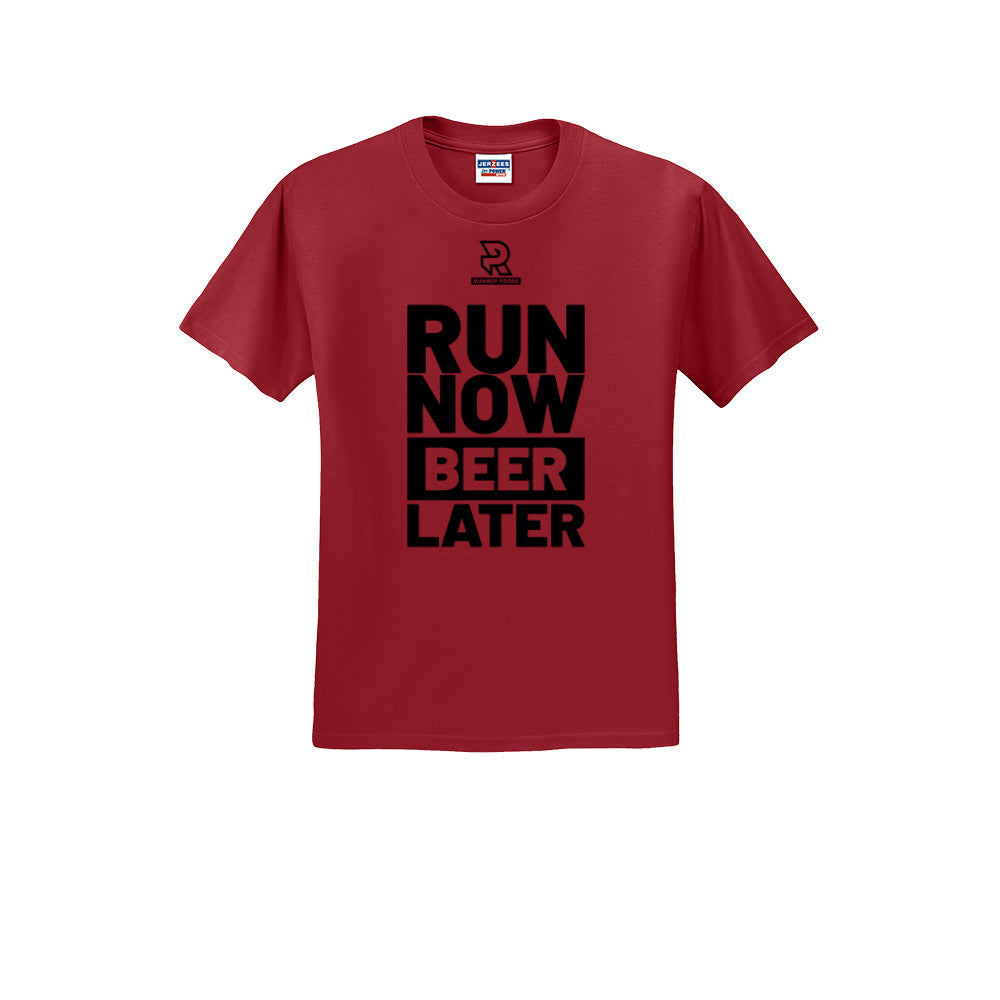 RUN NOW BEER LATER (Black) - Short Sleeve 50/50 Tee
