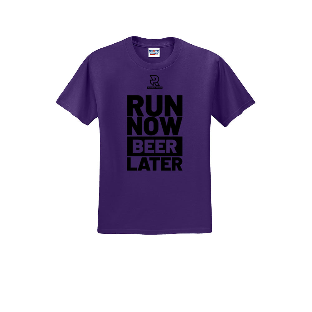 RUN NOW BEER LATER (Black) - Short Sleeve 50/50 Tee