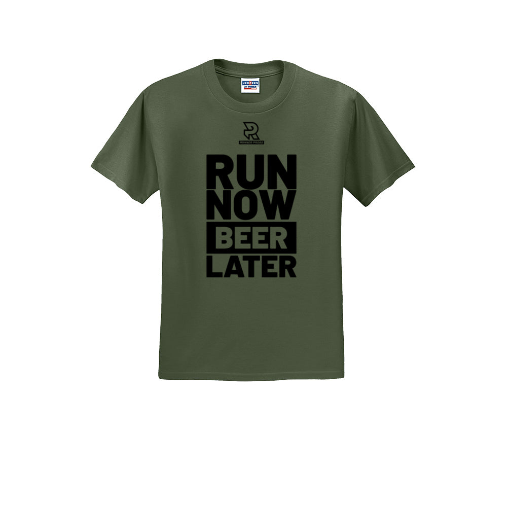 RUN NOW BEER LATER (Black) - Short Sleeve 50/50 Tee