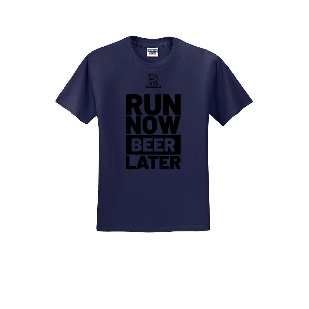 RUN NOW BEER LATER (Black) - Short Sleeve 50/50 Tee