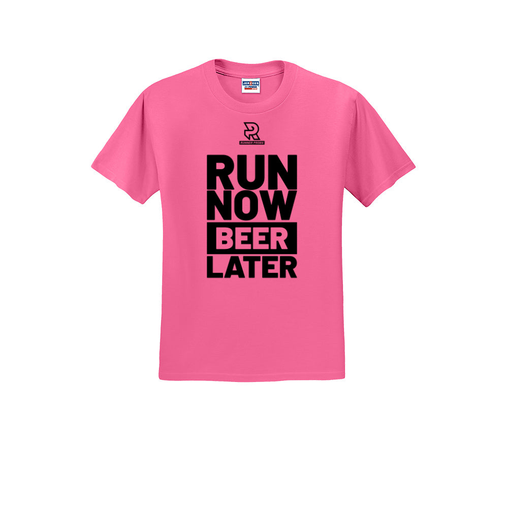 RUN NOW BEER LATER (Black) - Short Sleeve 50/50 Tee