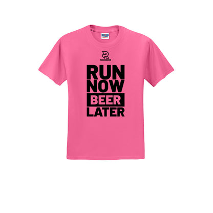 RUN NOW BEER LATER (Black) - Short Sleeve 50/50 Tee