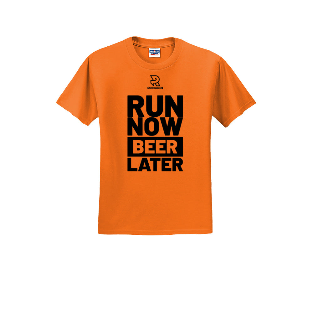 RUN NOW BEER LATER (Black) - Short Sleeve 50/50 Tee