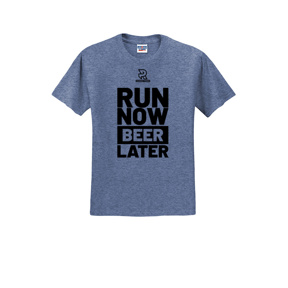 RUN NOW BEER LATER (Black) - Short Sleeve 50/50 Tee