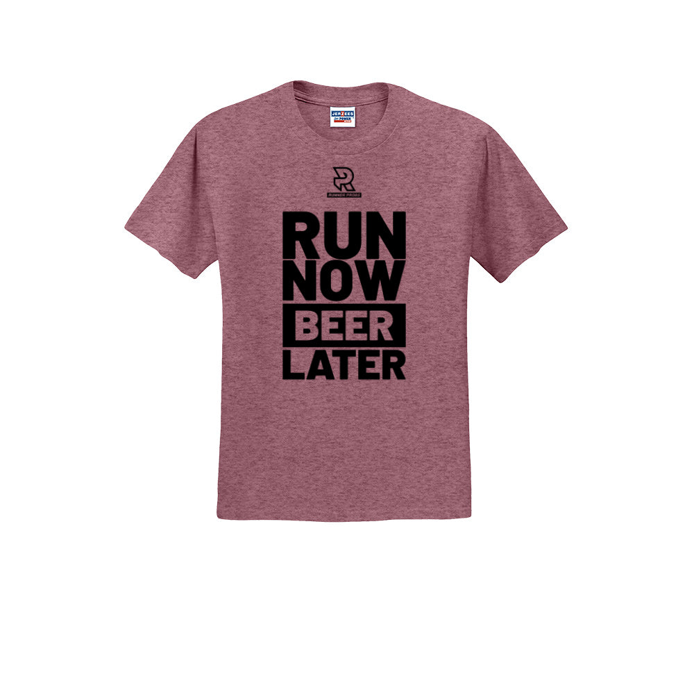 RUN NOW BEER LATER (Black) - Short Sleeve 50/50 Tee