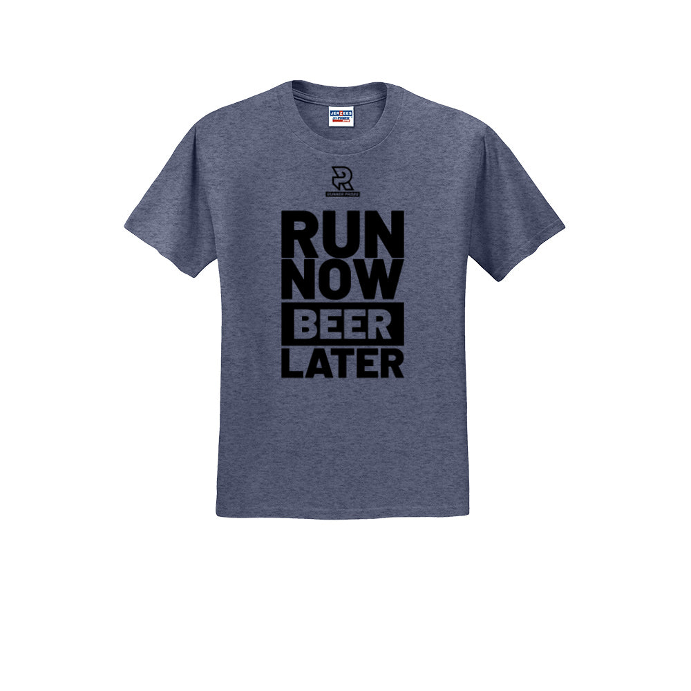 RUN NOW BEER LATER (Black) - Short Sleeve 50/50 Tee