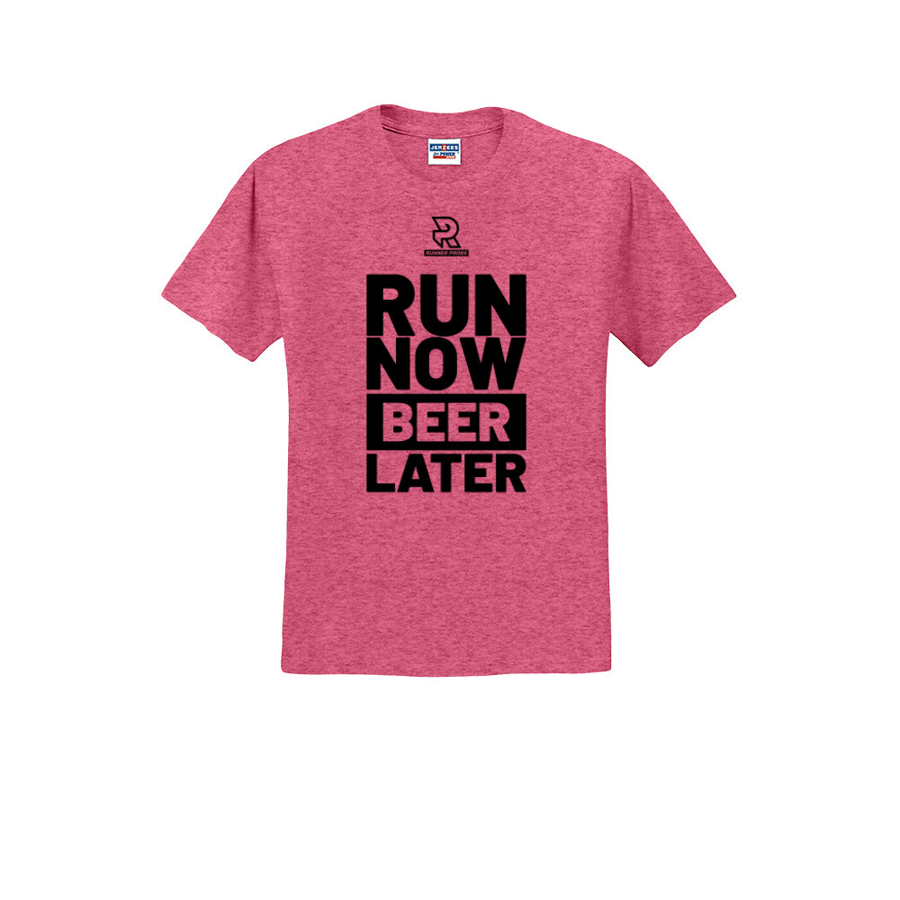 RUN NOW BEER LATER (Black) - Short Sleeve 50/50 Tee