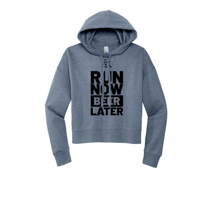 RUN NOW BEER LATER (Black) - Womens Fleece Hoodie