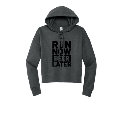 RUN NOW BEER LATER (Black) - Womens Fleece Hoodie