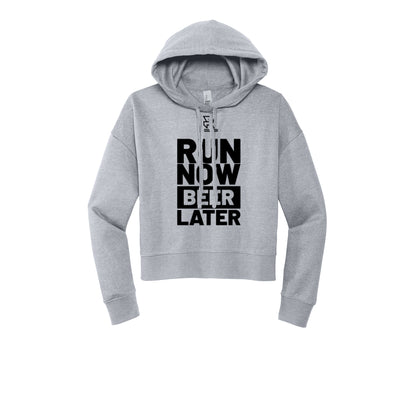 RUN NOW BEER LATER (Black) - Womens Fleece Hoodie