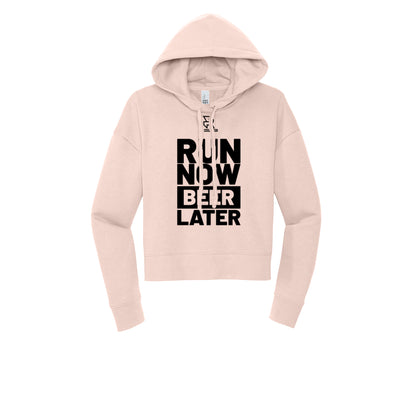RUN NOW BEER LATER (Black) - Womens Fleece Hoodie