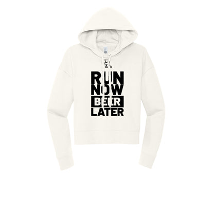 RUN NOW BEER LATER (Black) - Womens Fleece Hoodie