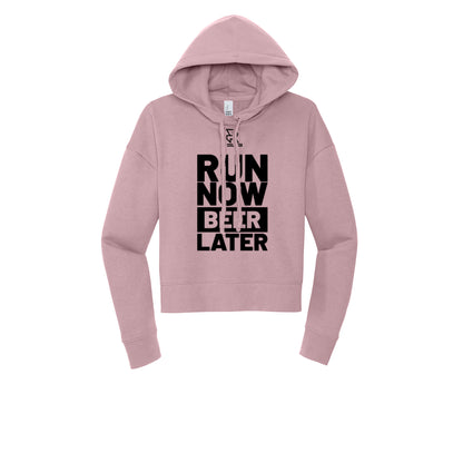 RUN NOW BEER LATER (Black) - Womens Fleece Hoodie