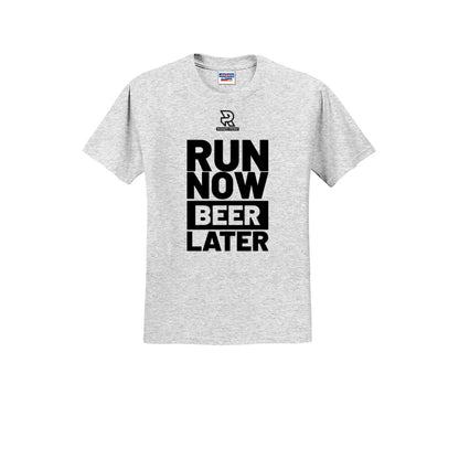 RUN NOW BEER LATER (Black) - Short Sleeve Cotton Tee