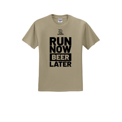 RUN NOW BEER LATER (Black) - Short Sleeve Cotton Tee