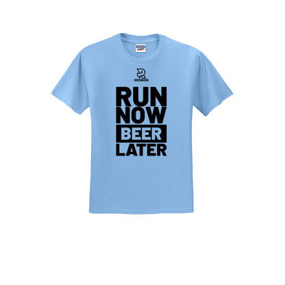 RUN NOW BEER LATER (Black) - Short Sleeve Cotton Tee