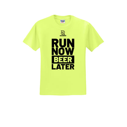 RUN NOW BEER LATER (Black) - Short Sleeve Cotton Tee