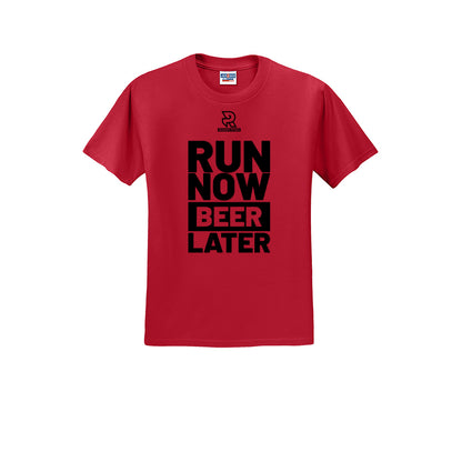 RUN NOW BEER LATER (Black) - Short Sleeve Cotton Tee