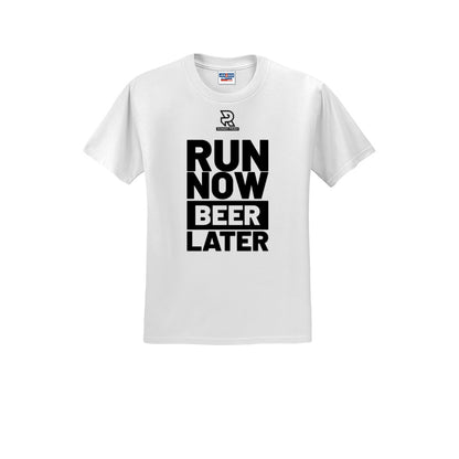 RUN NOW BEER LATER (Black) - Short Sleeve Cotton Tee