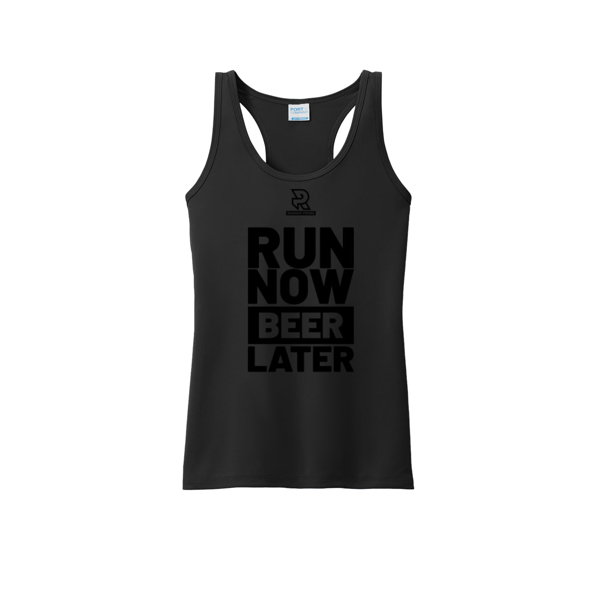 RUN NOW BEER LATER (Black) - Womens Performance Tank