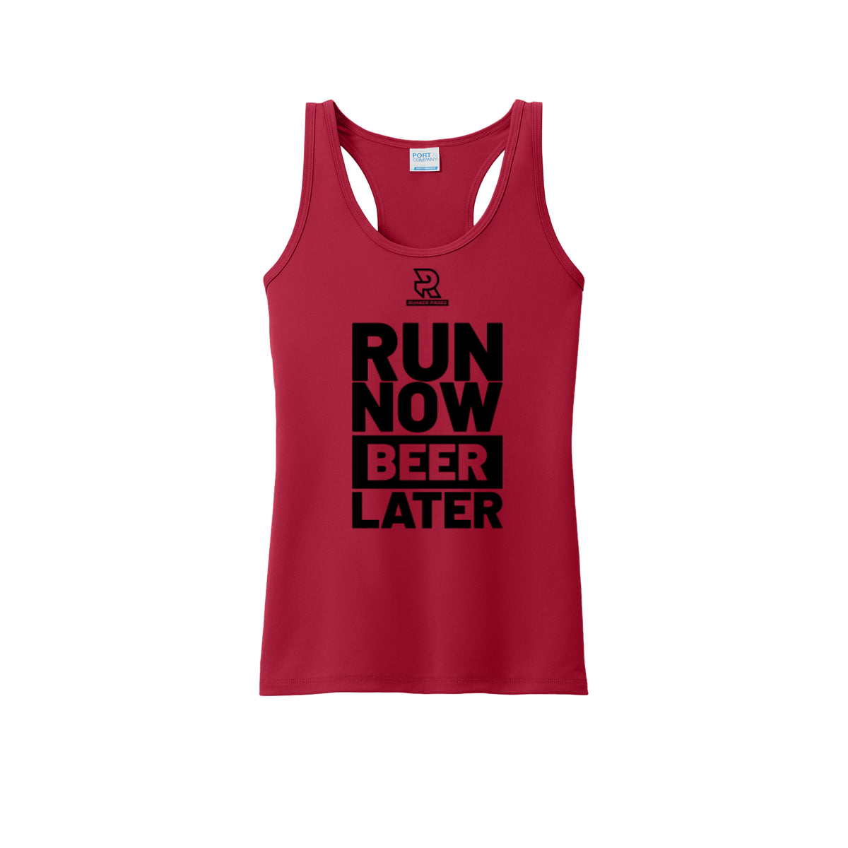 RUN NOW BEER LATER (Black) - Womens Performance Tank